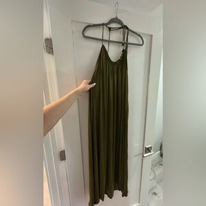 Zara Olive Green Halter Maxi Dress
